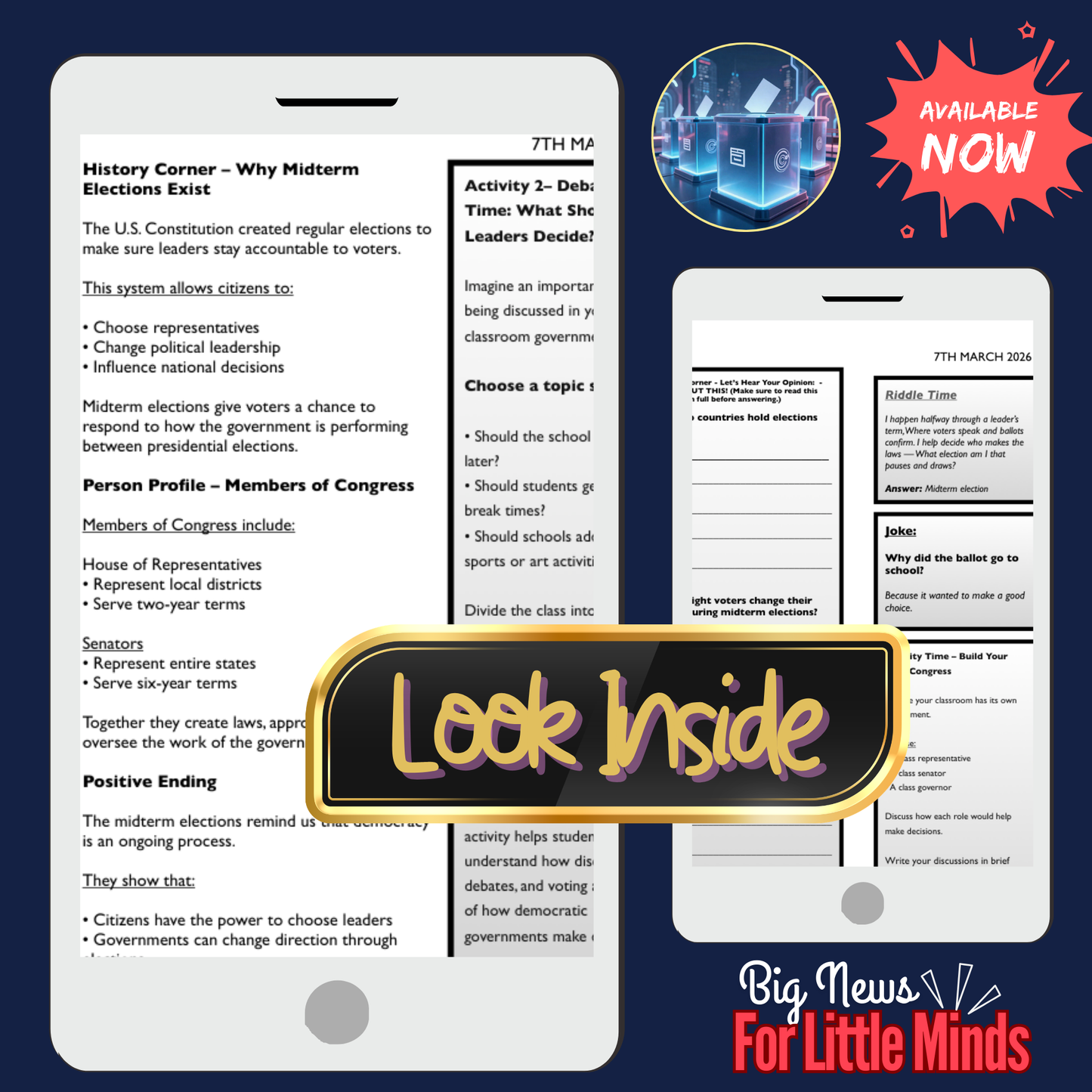 The 2026 United States Midterm Elections: Kids Article & Freebie Package!