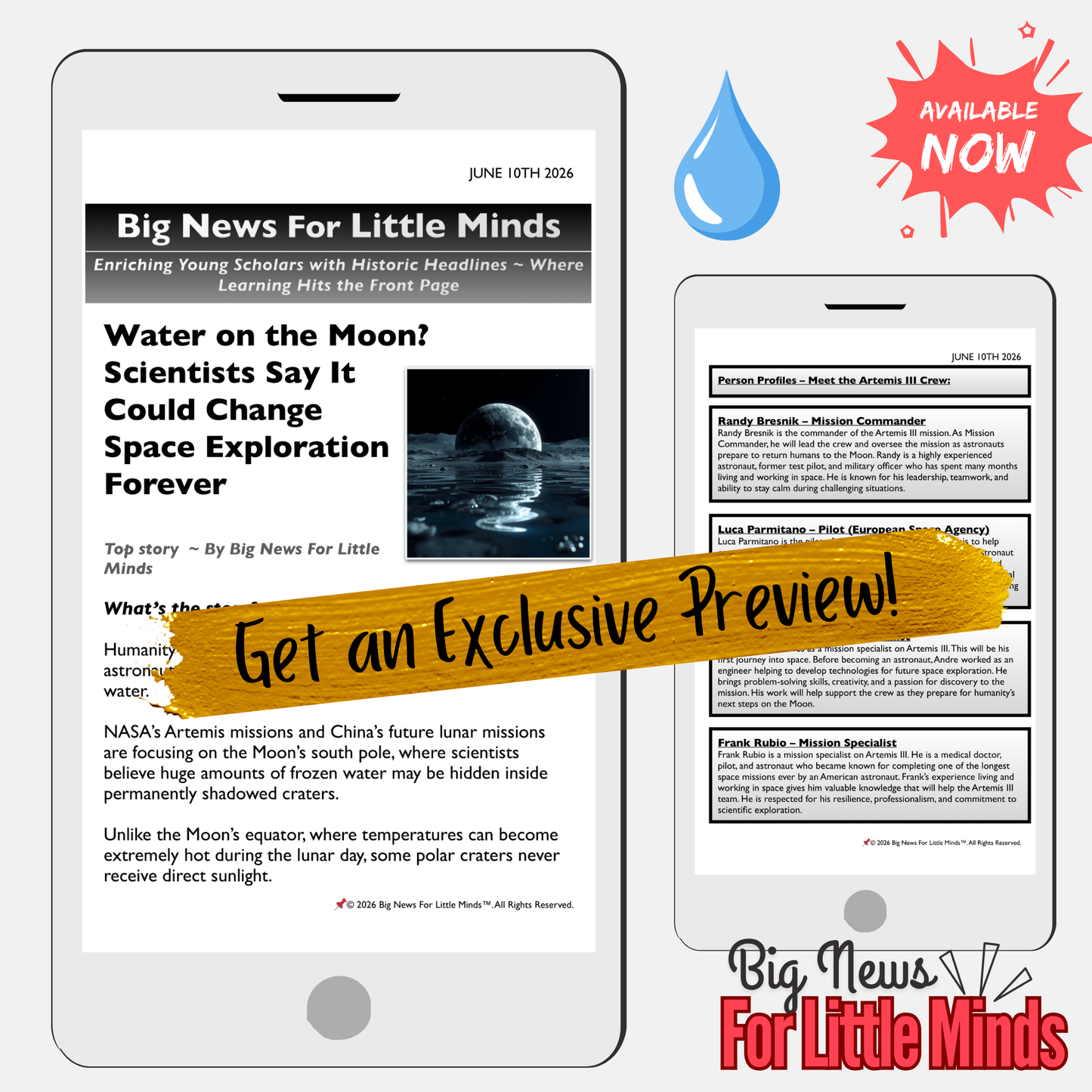 Artemis III: Searching for Water on Moon: Article & Activity Pack (Lesson Plan) & Quiz!