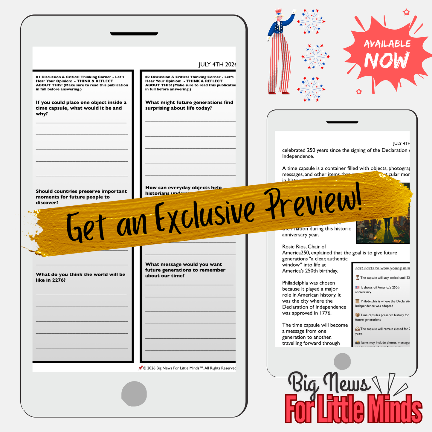 America250’s Time Capsule: Do Not Open Until 2276! Article, Activities, Quiz & Freebies!