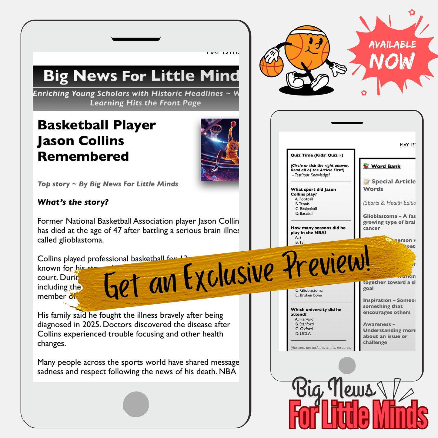 NBAs Jason Collins Dies: Reflection on Sports, Leadership & Resilience. Newspaper Pack