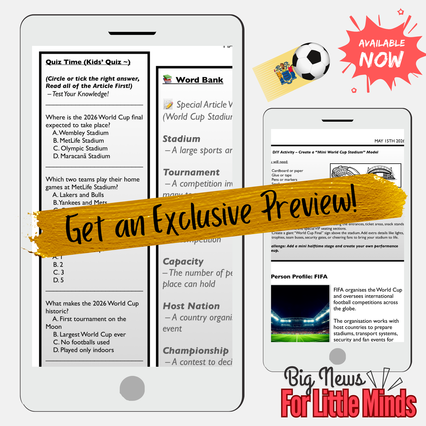 The Biggest World Cup Final Ever? Soccer World Cup 2026 Article, Activities & Quiz