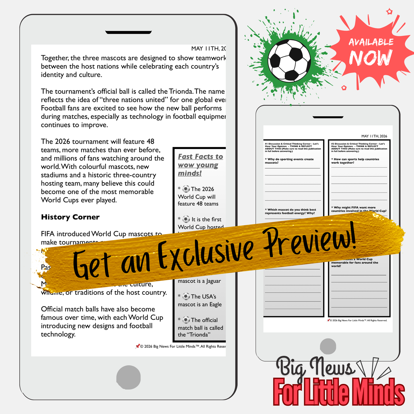 World Cup 2026: Get to Know 3 MASCOTS in 1 Soccer Tournament: Article & Activities!