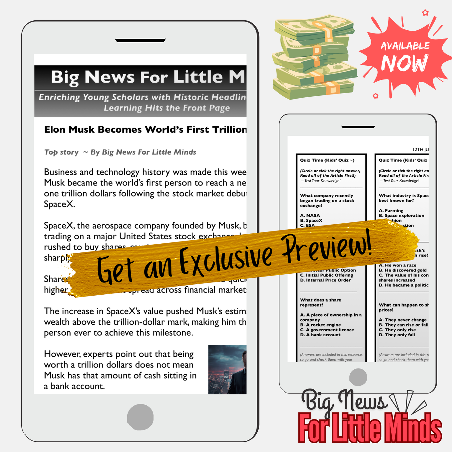 Elon Musk: World’s First Trillionaire! Article, Activities, Quiz & Critical Thinking (Lesson)