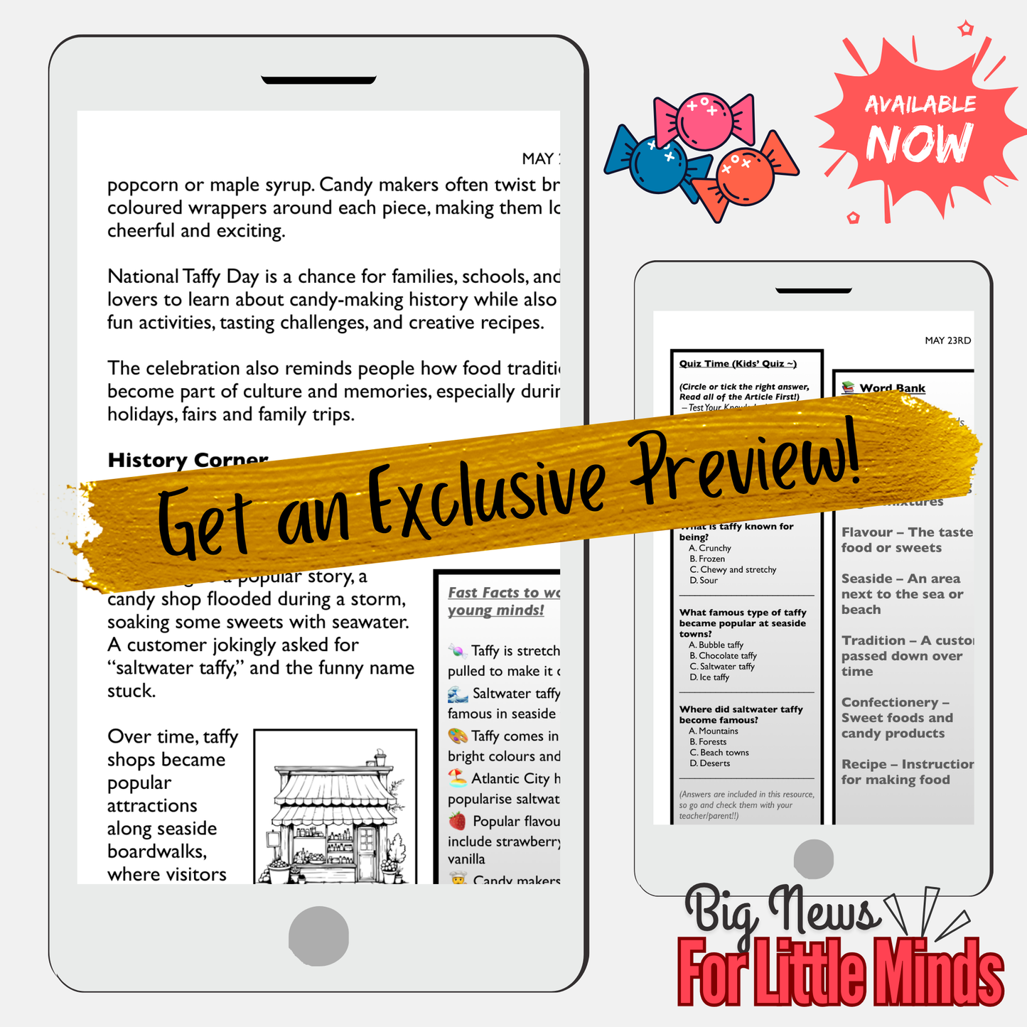National Taffy Day Talks about The Story Behind Saltwater Taffy: Article, Activities & Quiz