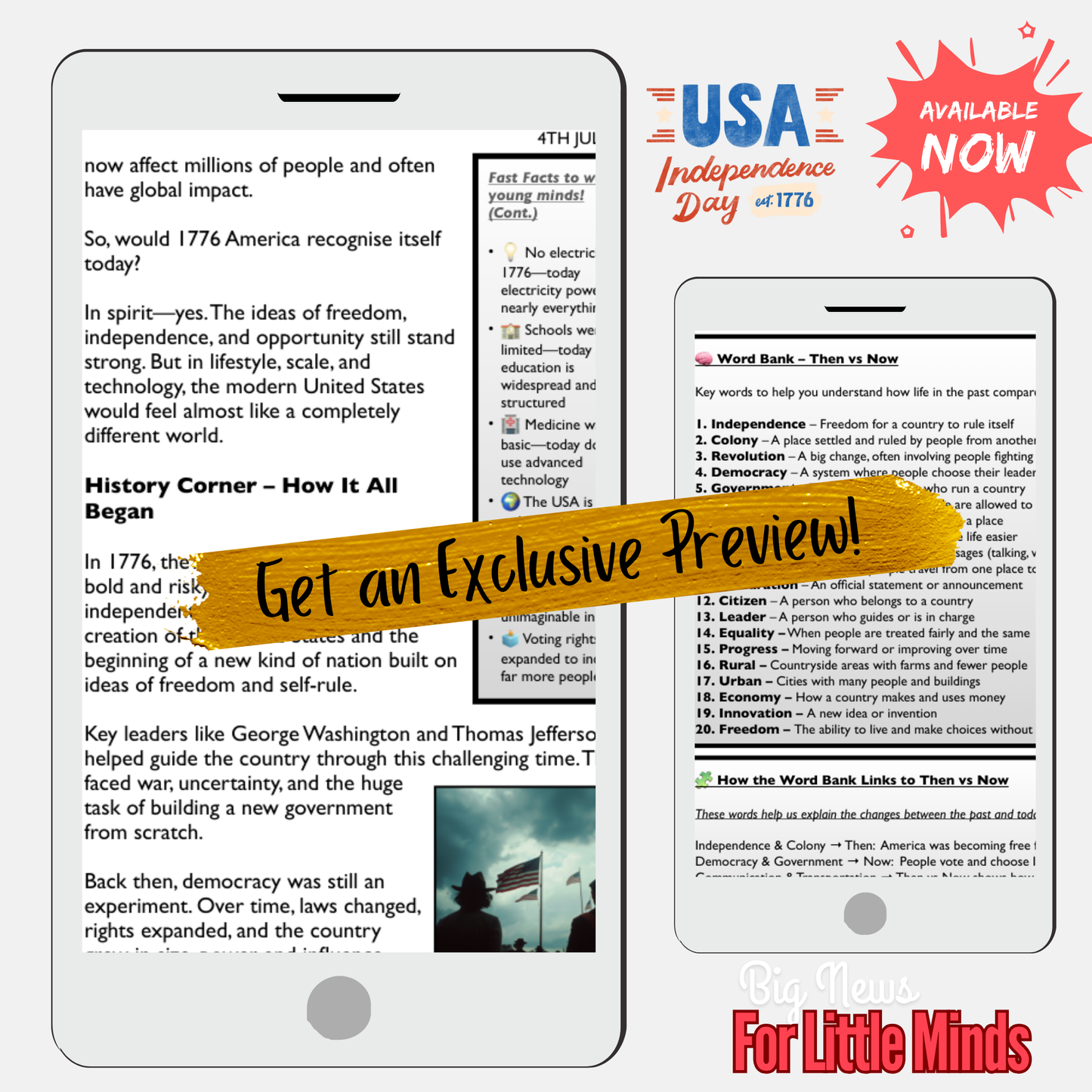 Same Nation, Different World: Would 1776 America recognise today? 4th July Package!