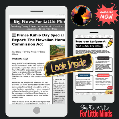 Prince Kūhiō and the Fight for Hawaiian Land Rights: Kids Article Pack & Freebies