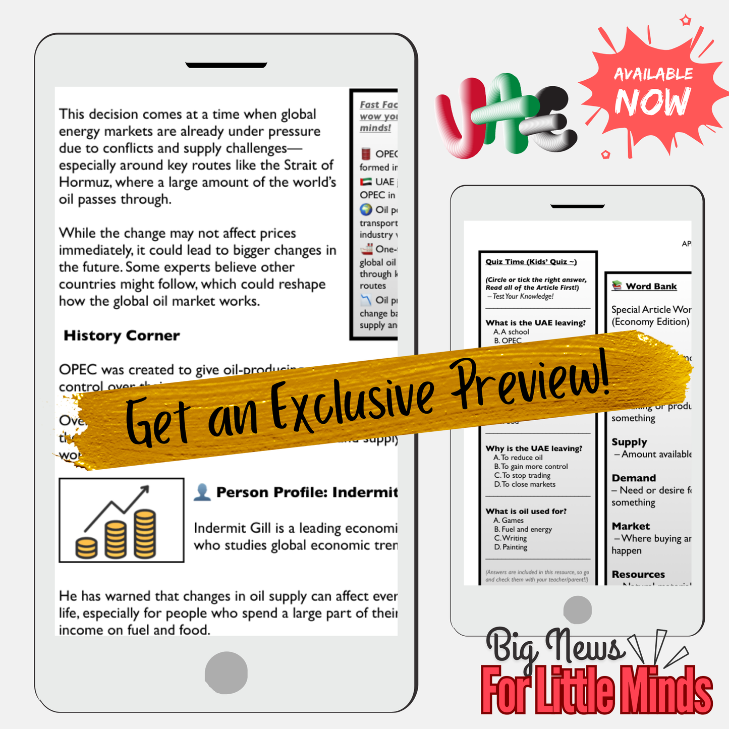 Oil, Power & Change: UAE Exits OPEC 2026! News & Critical Thinking Pack for Kids 9+