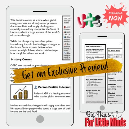 Oil, Power & Change: UAE Exits OPEC 2026! News & Critical Thinking Pack for Kids 9+