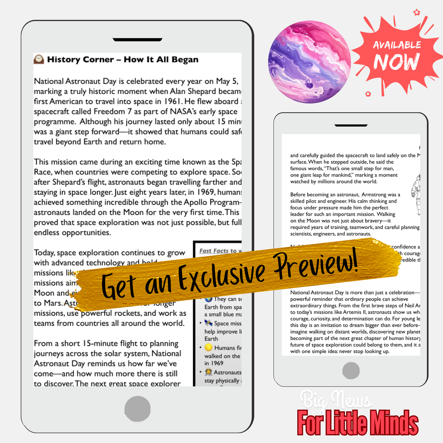 National Astronaut Day: From Freedom 7 (Alan Shepard) to Artemis II: Kids Article Pack!