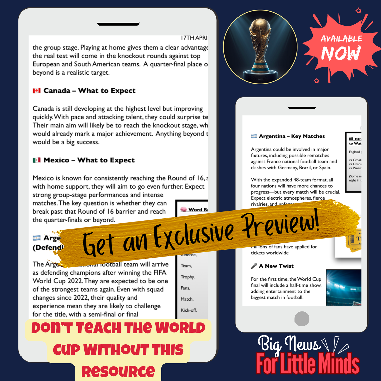 USA, Canada & Mexico World Cup 2026: Teach It All, Prep Nothing! Complete Article Pack