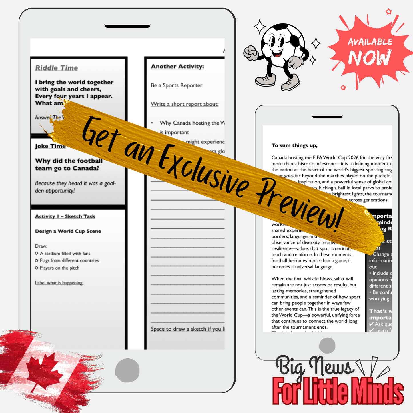 World Cup 2026 Comes to Canada for the First Time (History) - Article & Activity Pack!