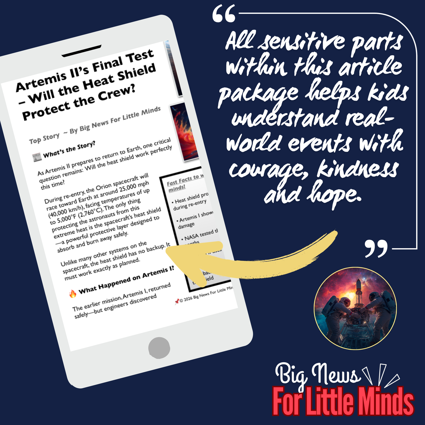 Artemis II’s Final Test – Will the Heat Shield Protect the Crew? Kids Article PACK 2026