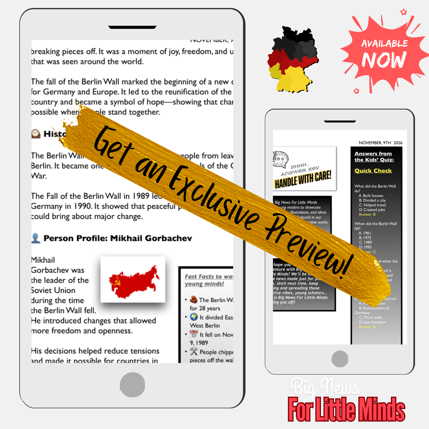 Fall of the Berlin Wall, November 9th Article Pack on History! Plus Freebie Worksheets!