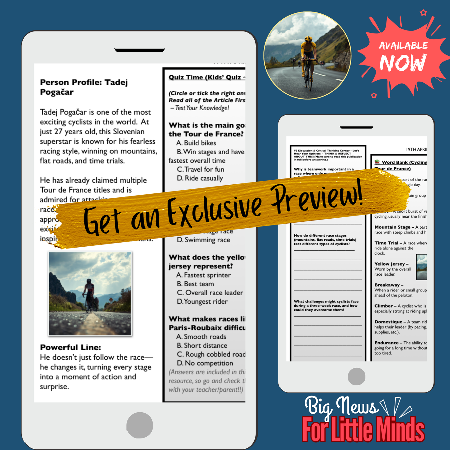Tour de France: Ultimate Test of Strength, Strategy & Endurance: Kids Article Pack 2026!