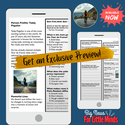Tour de France: Ultimate Test of Strength, Strategy & Endurance: Kids Article Pack 2026!