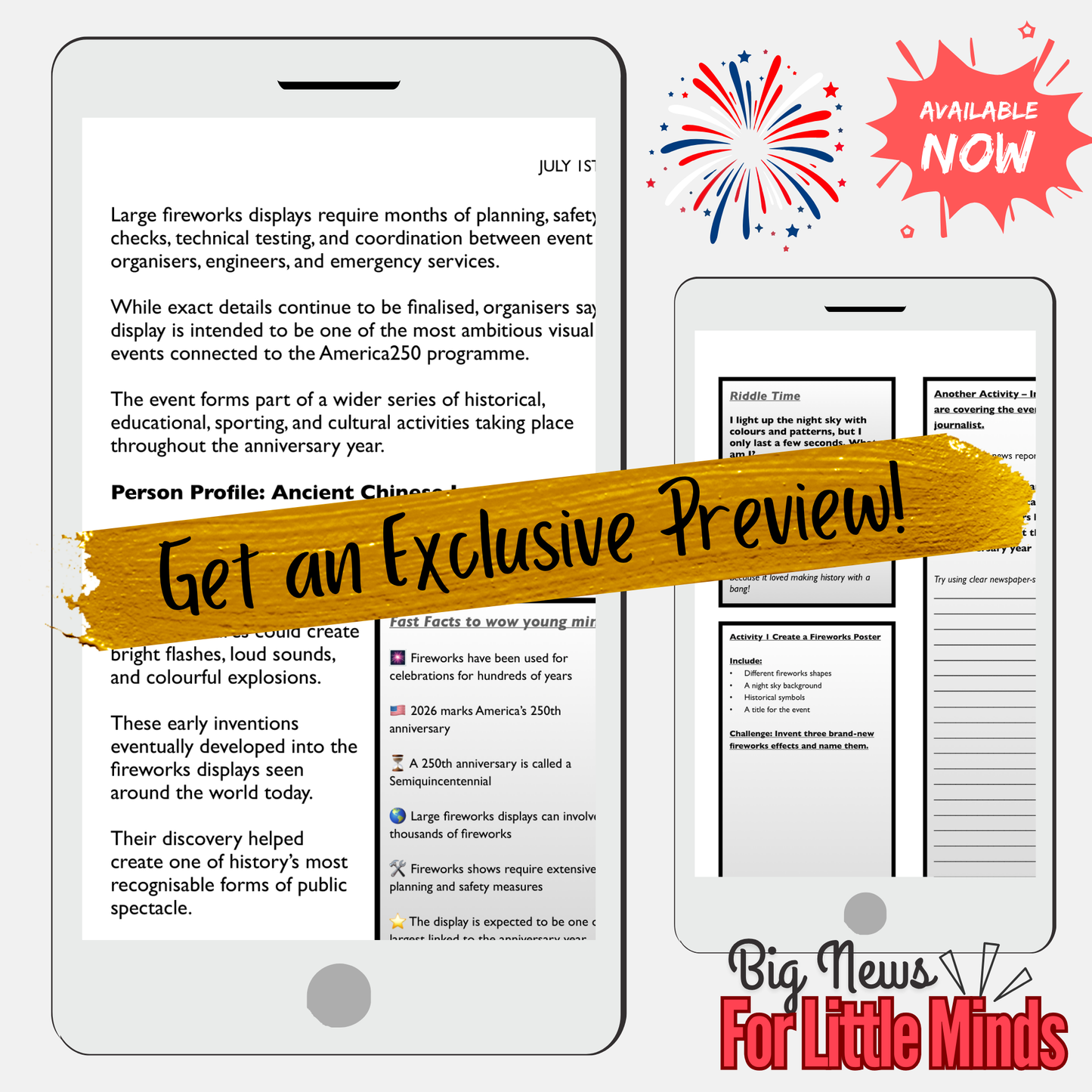 Story Behind America250’s Planned Fireworks Display: Article, Activities & Quiz Time!