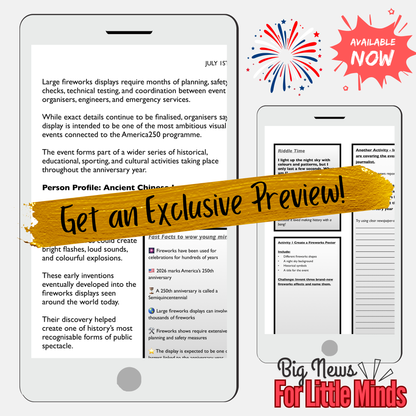 Story Behind America250’s Planned Fireworks Display: Article, Activities & Quiz Time!