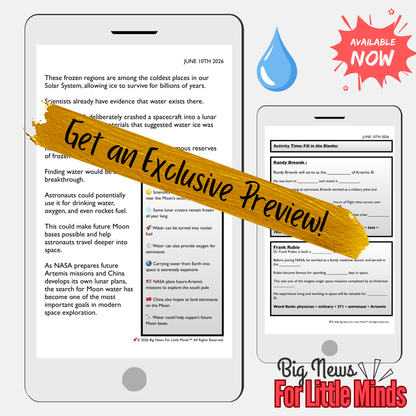 Artemis III: Searching for Water on Moon: Article & Activity Pack (Lesson Plan) & Quiz!
