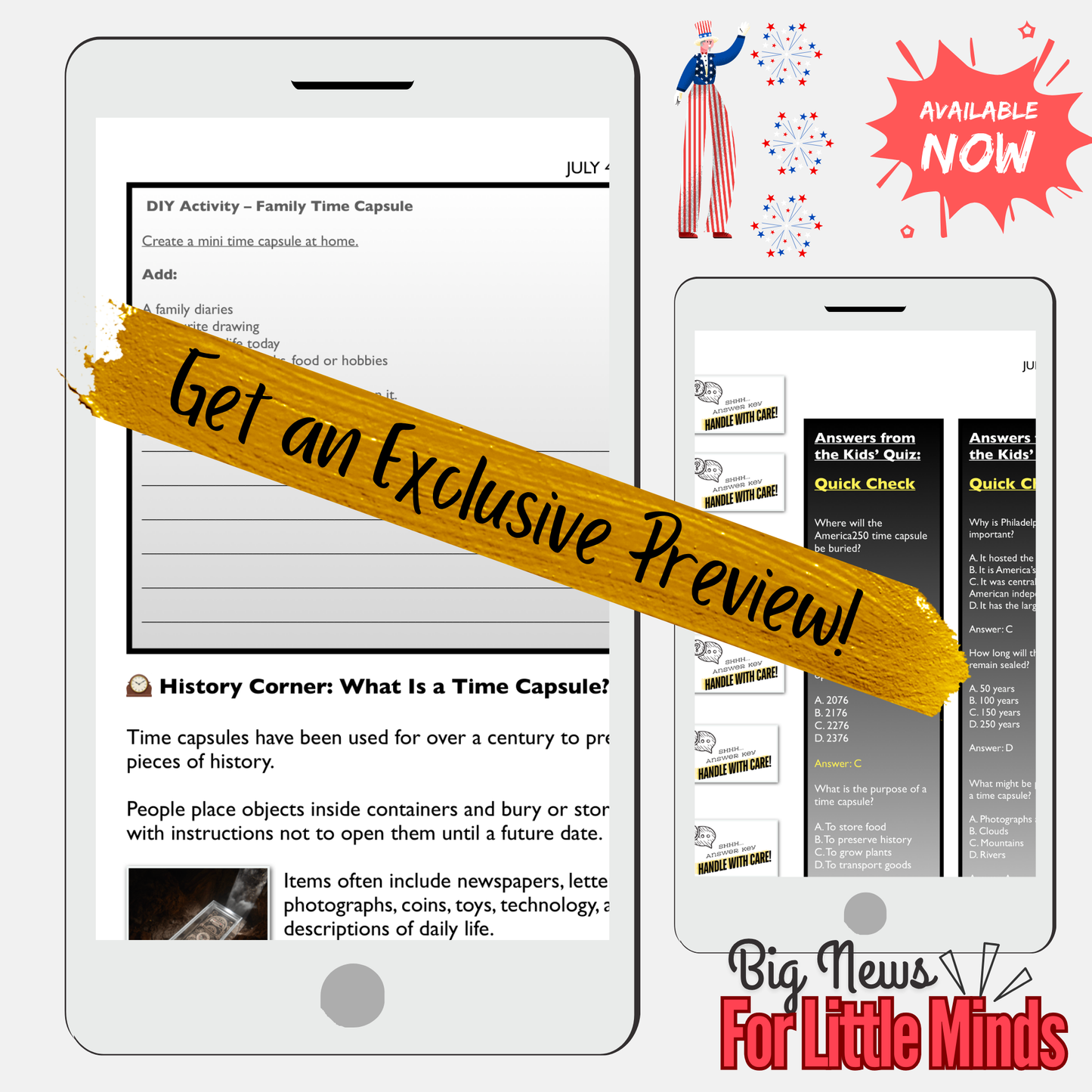 America250’s Time Capsule: Do Not Open Until 2276! Article, Activities, Quiz & Freebies!