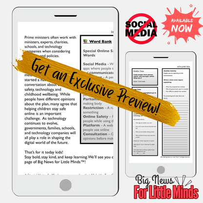 UK Social Media Ban: Under 16s in 2027! Article, Activities, Quiz & Freebie Worksheets