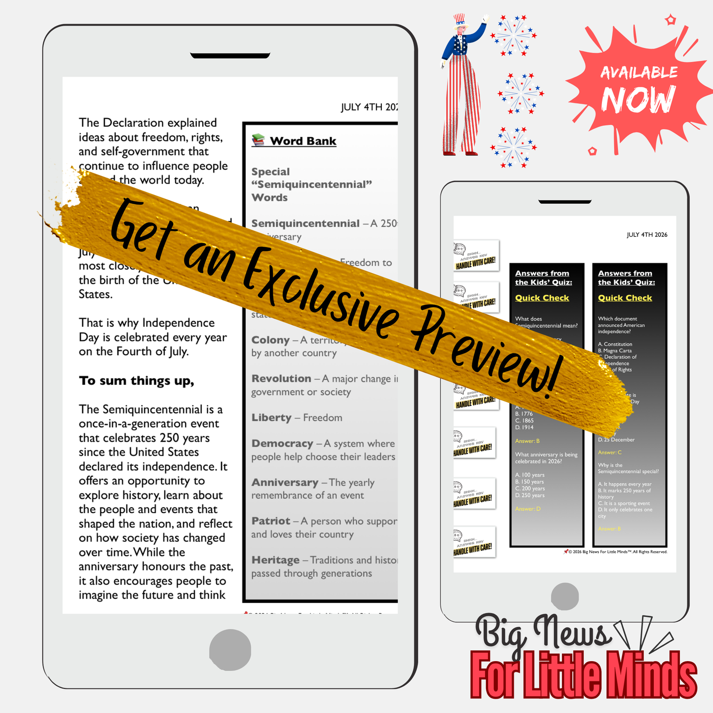 What Does Semiquincentennial Mean? Story Behind America250: Article, Activities & Quiz!