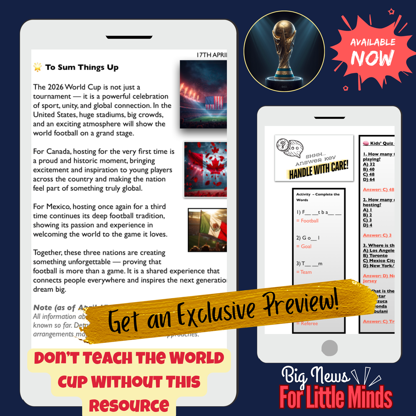 USA, Canada & Mexico World Cup 2026: Teach It All, Prep Nothing! Complete Article Pack