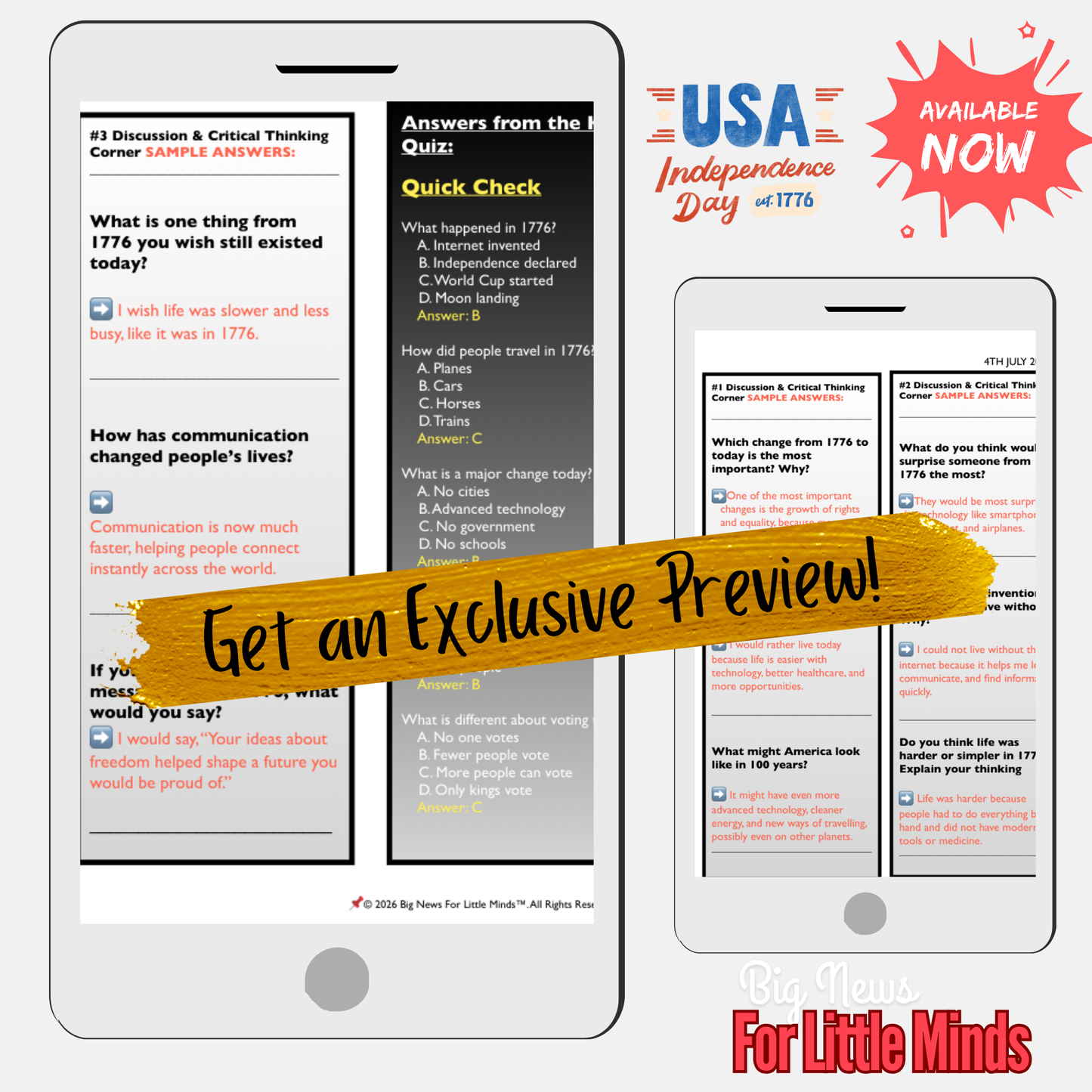Same Nation, Different World: Would 1776 America recognise today? 4th July Package!