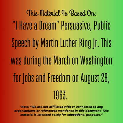 Martin Luther King Jr. “I Have a Dream” Speech Analysis, ELA Lesson & Worksheets
