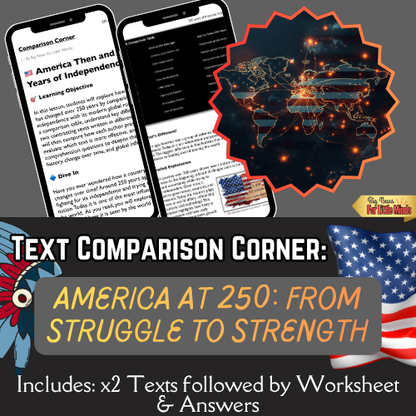 2 Texts 1 Nation, America at 250, Compare & Contrast Pack, 30 Questions & Answers!