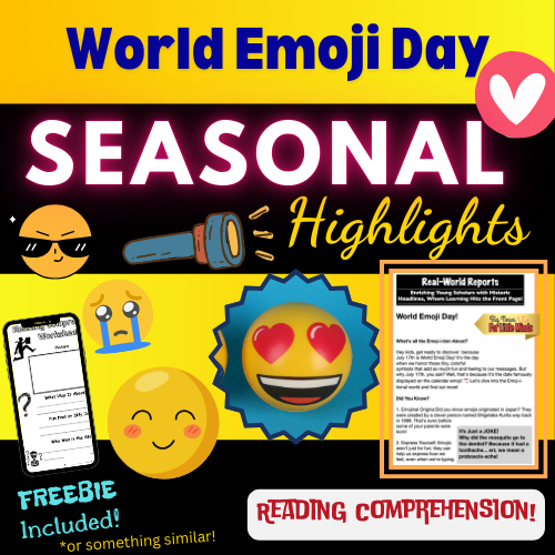 World Emoji Day Kids Article, Activity & FREEBIE Worksheets (Mini Adventure in July)!