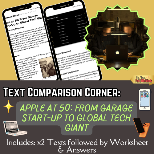 Apple at 50: From Garage to Global Giant: Compare & Contrast Texts, Table & Worksheet