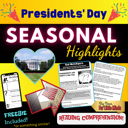 President's Day: Kid's Article Pack with freebie worksheets & Activity Ideas