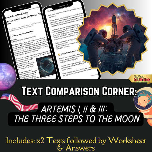 Artemis I, II & III by Nasa! Compare & Contrast Pack | Worksheets, Answers & Analysis!
