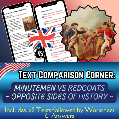 Minutemen & Redcoats: Compare & Contrast Texts & Worksheet for 4th July Lesson Plan