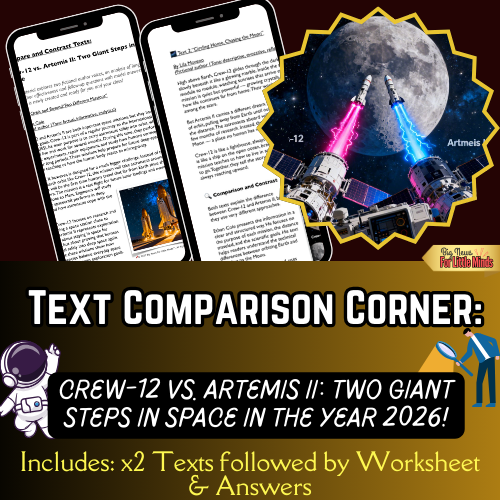 Crew-12 vs. Artemis II: 2 Giant Steps in Space — Compare & Contrast Texts & Worksheet!