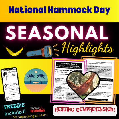 National Hammock Day: Kids Article, Activity & FREE Worksheets in Mini Article Pack!
