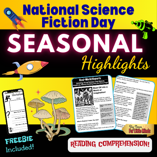 National Science Fiction Day! Article & Activity for Kids with Free Fill-in Sheet