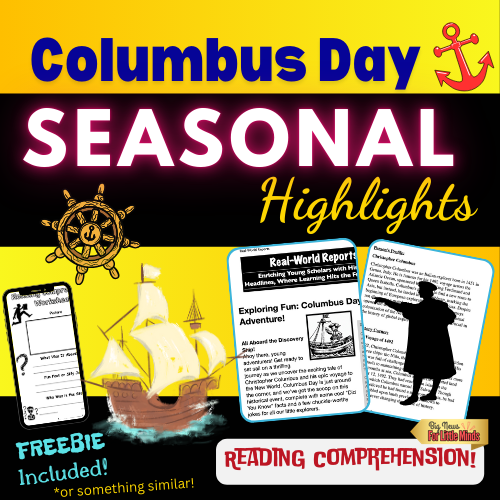 Columbus Day: Article Adventure with Fill-In Worksheet & Activities in October!