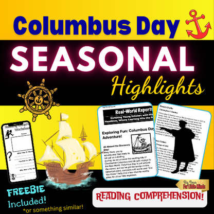 Columbus Day: Article Adventure with Fill-In Worksheet & Activities in October!