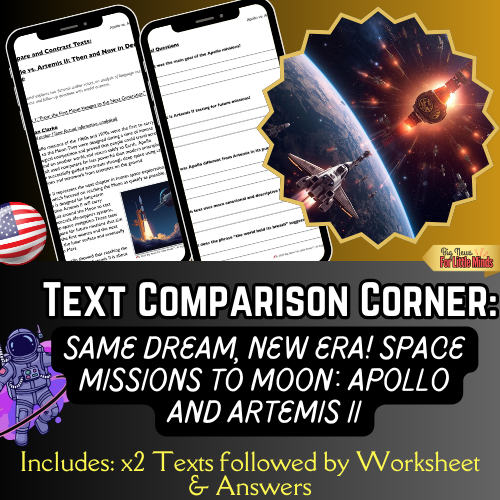 Apollo 11 vs. Artemis II: Then & Now Space Missions! Compare & Contrast two Texts