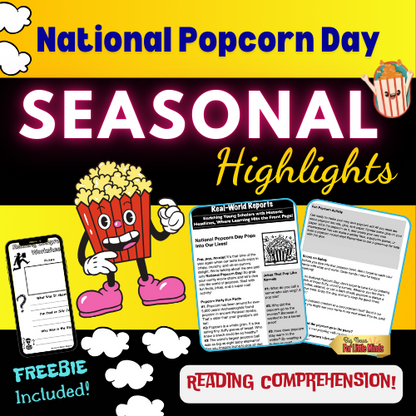 National Popcorn Day Pops into Our Lives! Kids Article, Activity & Freebie Worksheets x2!