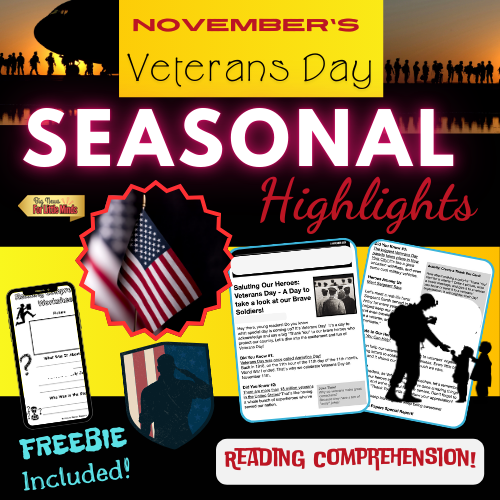 Veterans Day Lesson for Kids: Reading Article, Thank You Card & Comprehension