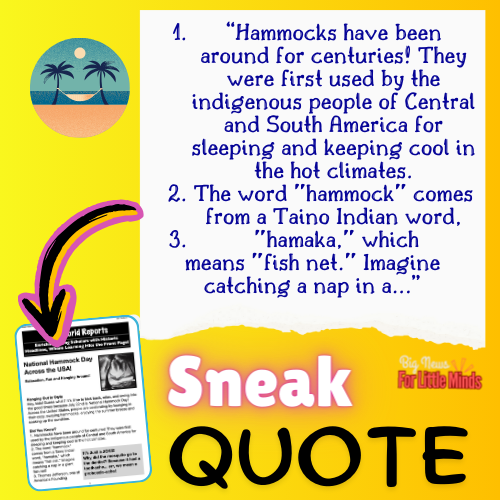National Hammock Day: Kids Article, Activity & FREE Worksheets in Mini Article Pack!