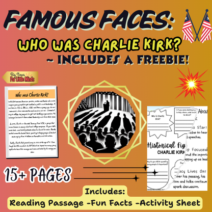 Who was Charlie Kirk? Kids Mini Article Package with Fun Freebie Worksheets!