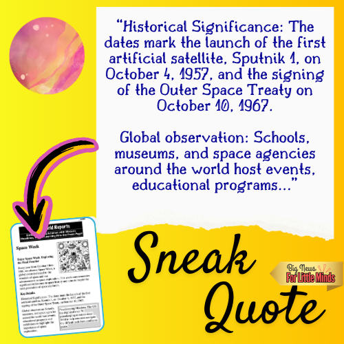 Space Week – Kids Article & Activity Pack for some Space Fun in October!