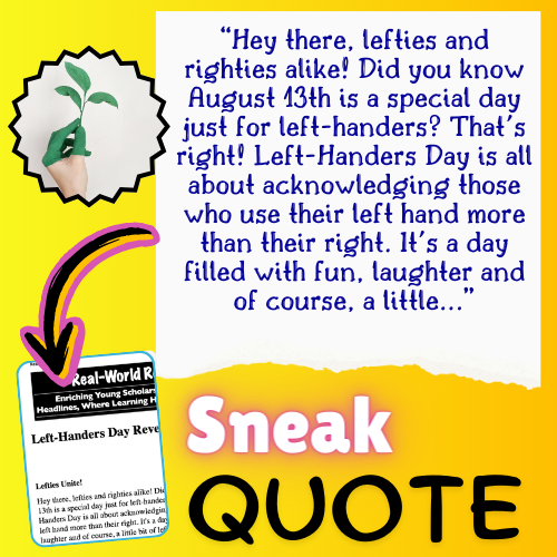 Left-Handers Day – Kids Mini Article & Activity Pack (August Learning)!