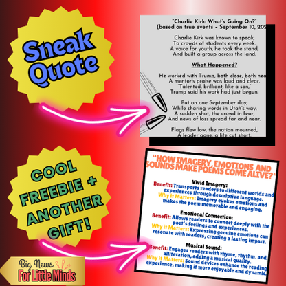 Who Was Charlie Kirk & What Happened on September 10th? Poem for Kids with Freebies