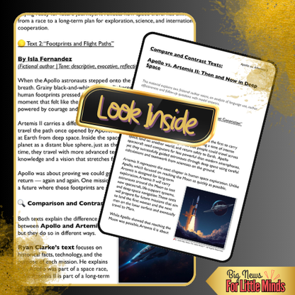 Apollo 11 vs. Artemis II: Then & Now Space Missions! Compare & Contrast two Texts