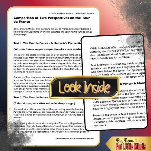 Tour de France: Compare & Contrast Texts, Author’s Point of View Lesson & Worksheet