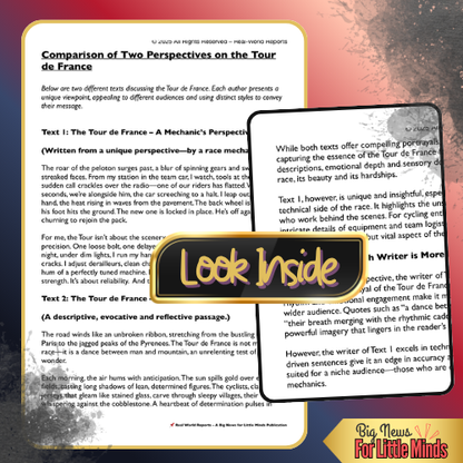 Tour de France: Compare & Contrast Texts, Author’s Point of View Lesson & Worksheet